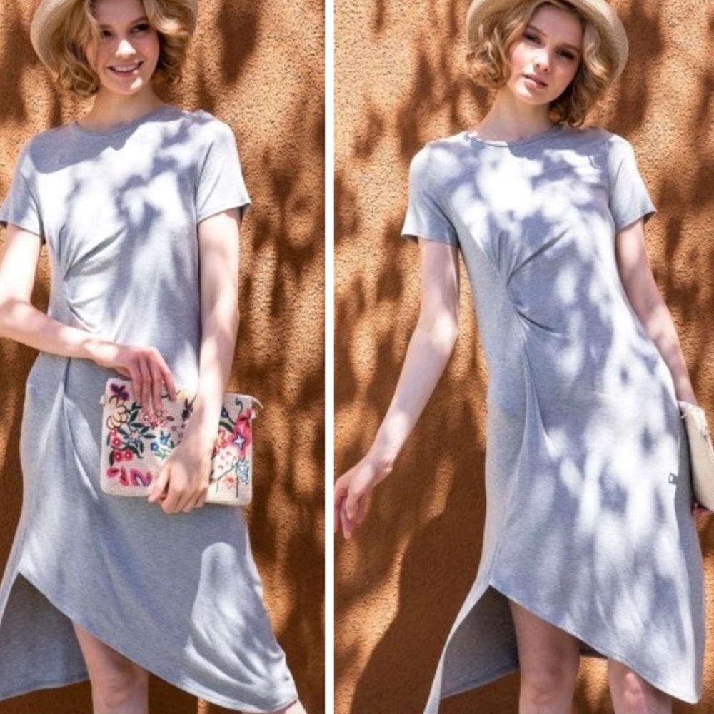 $ FIRM π·Gray Asymmetrical Midi Dress - Picture 5 of 5